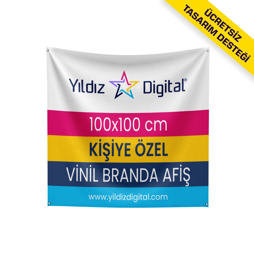 Vinil Branda Afiş Baskı 100x100 cm - 1 Adet