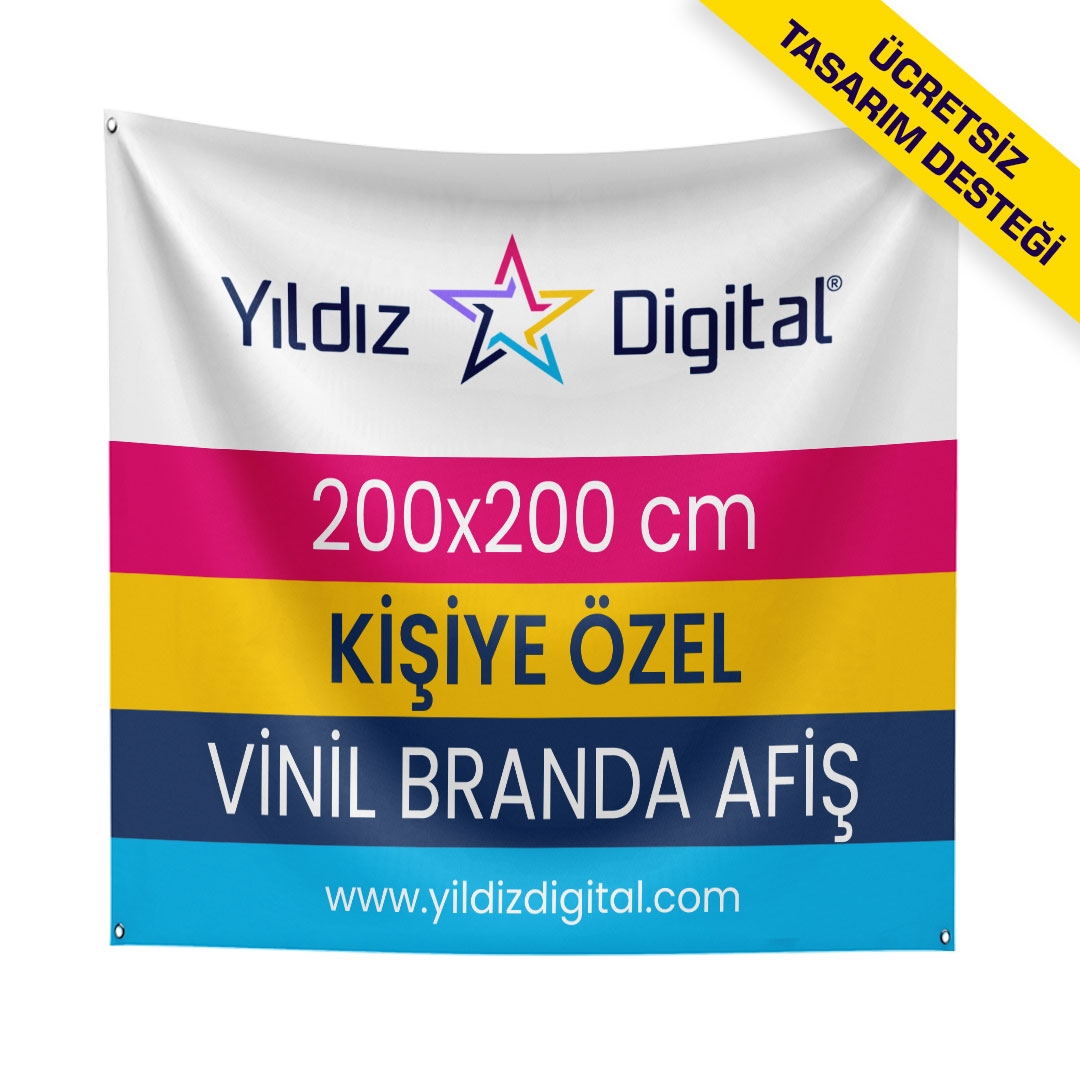 Vinil Branda Afiş Baskı 200x200 cm - 1 Adet