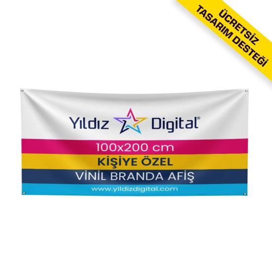 Vinil Branda Afiş Baskı 100x200 cm - 10, 20, 50, 100 Adet